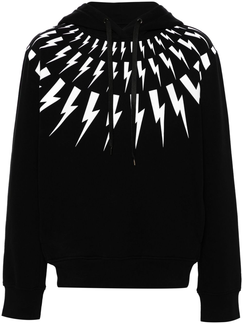 Neil Barrett Thunderbolt-print cotton hoodie - Black von Neil Barrett