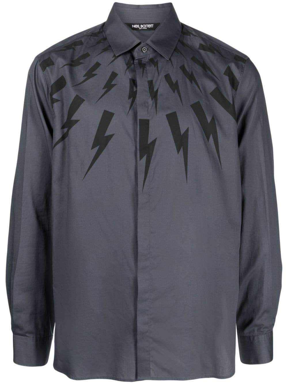 Neil Barrett Thunderbolt-print cotton shirt - Blue von Neil Barrett