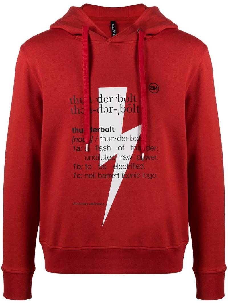 Neil Barrett Thunderbolt-print hoodie - Red von Neil Barrett