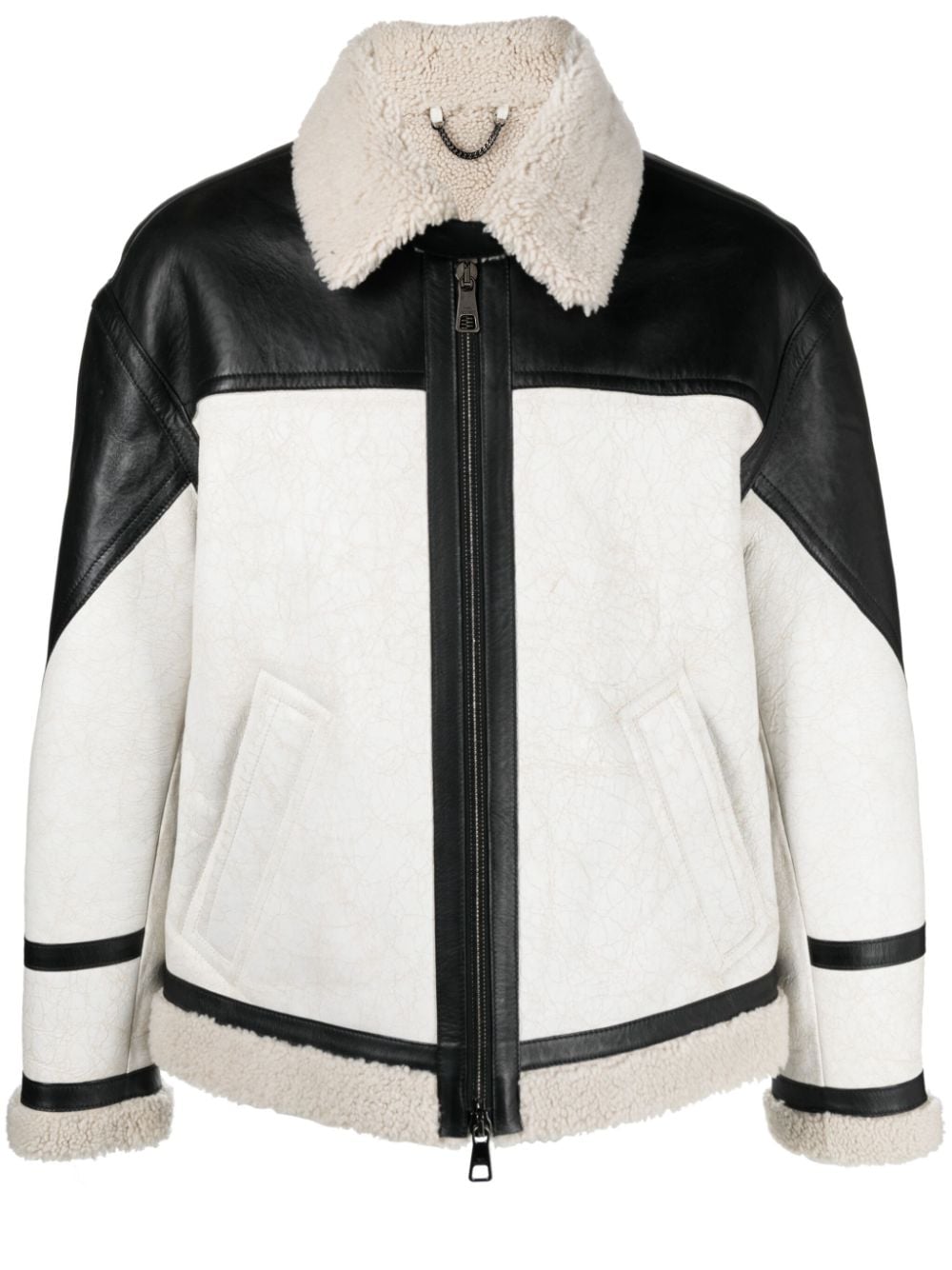 Neil Barrett faux-shearling trim leather jacket - White von Neil Barrett