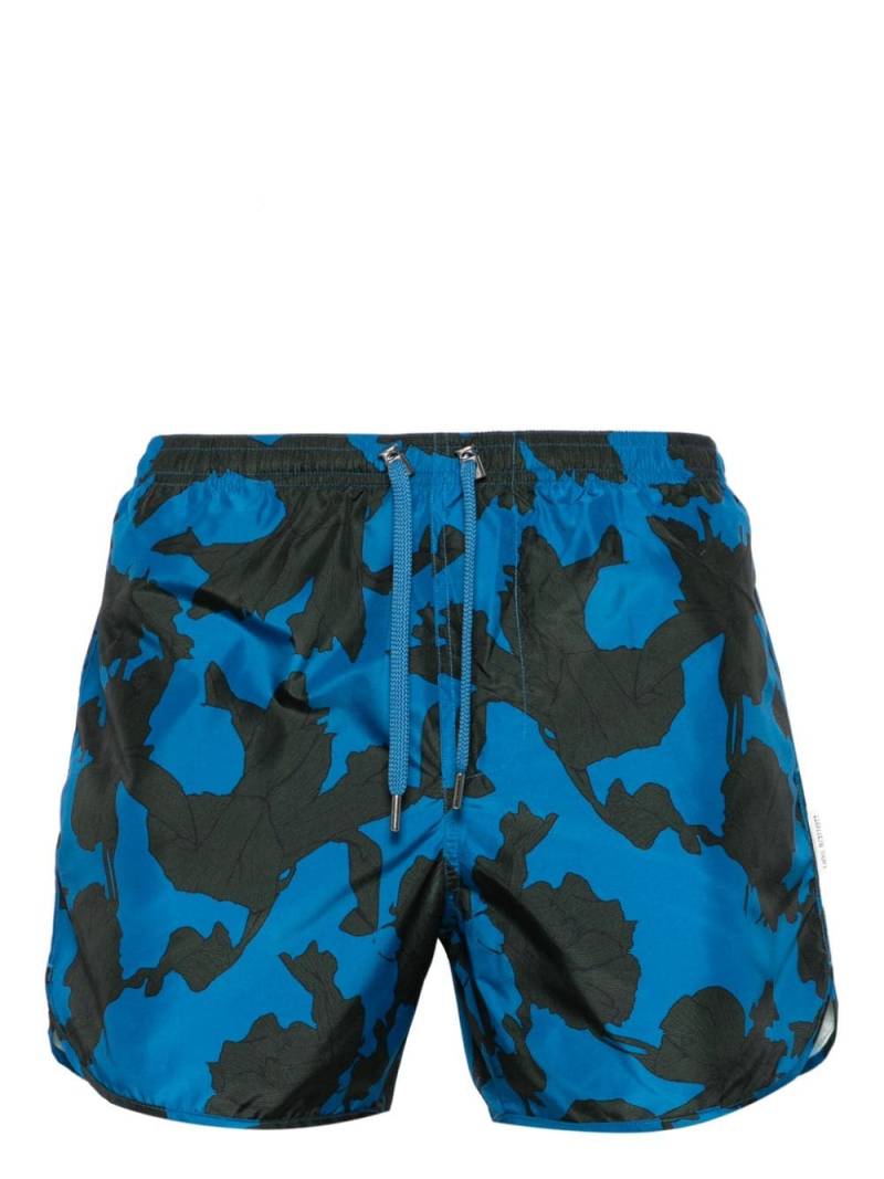 Neil Barrett floral-print drawstring swim shorts - Blue von Neil Barrett