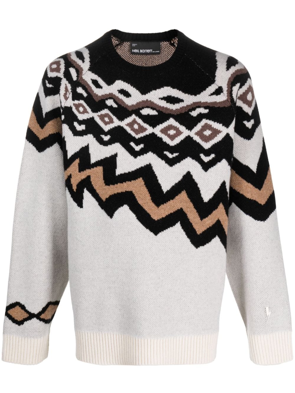 Neil Barrett intarsia-knit wool jumper - Neutrals von Neil Barrett