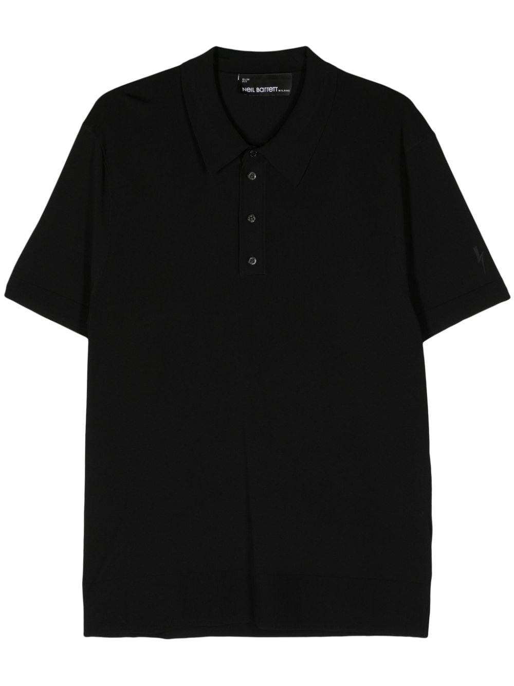Neil Barrett logo-embroidered fine-knit polo shirt - Black von Neil Barrett