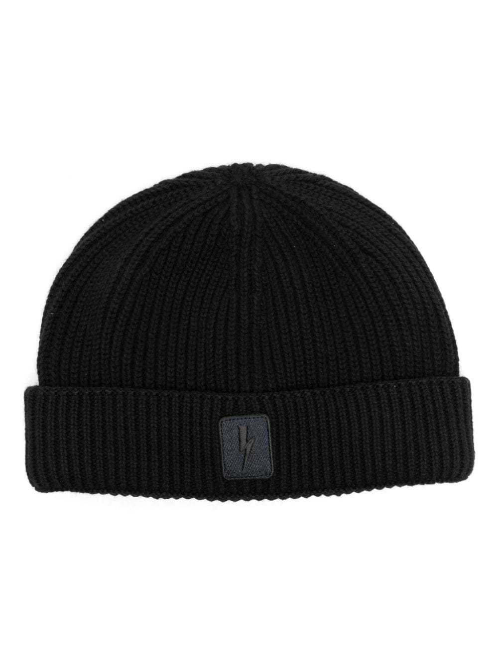 Neil Barrett logo-embroidered ribbed knit beanie - Black von Neil Barrett