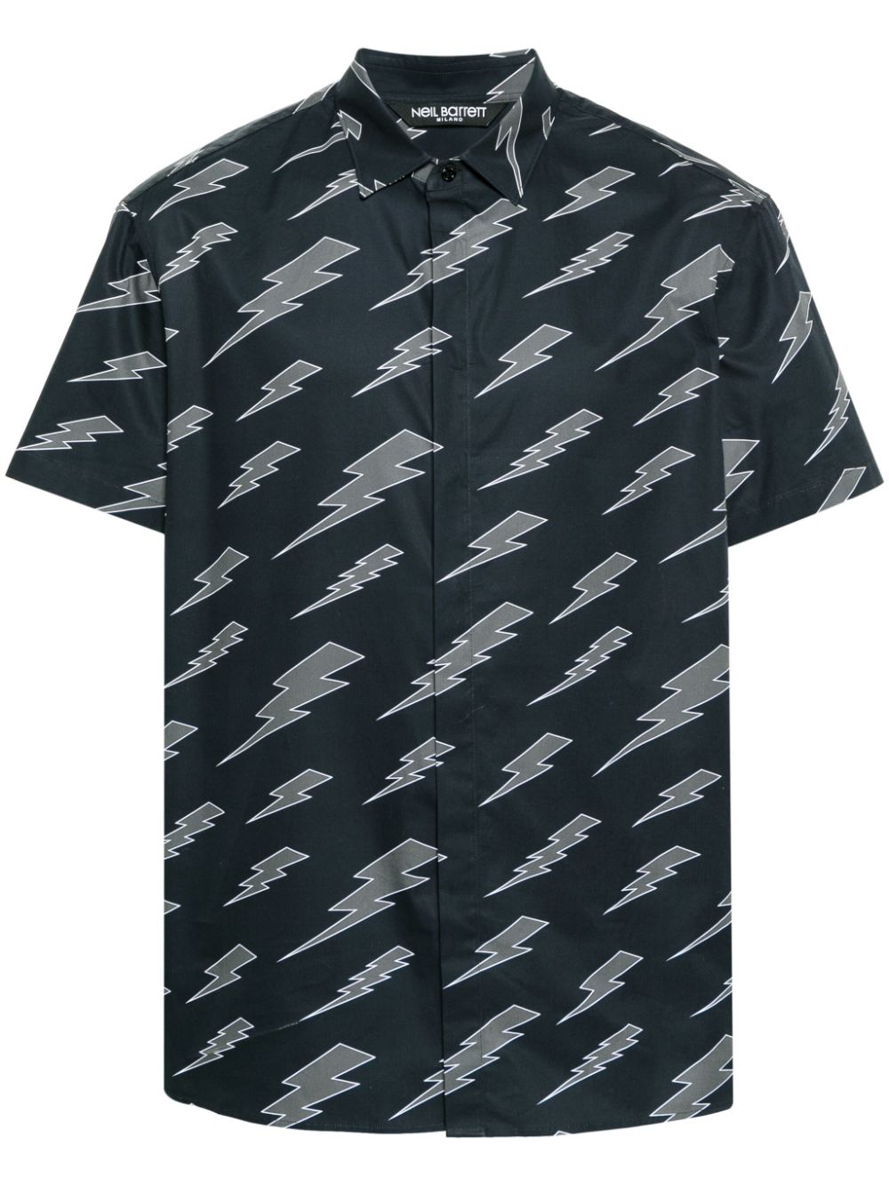 Neil Barrett monogram-pattern short-sleeve shirt - Blue von Neil Barrett