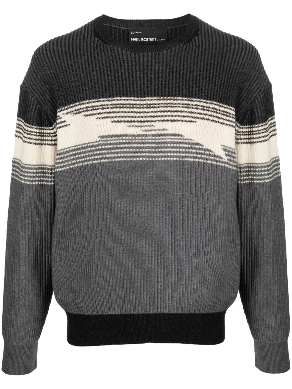 Neil Barrett striped crew-neck jumper - Grey von Neil Barrett