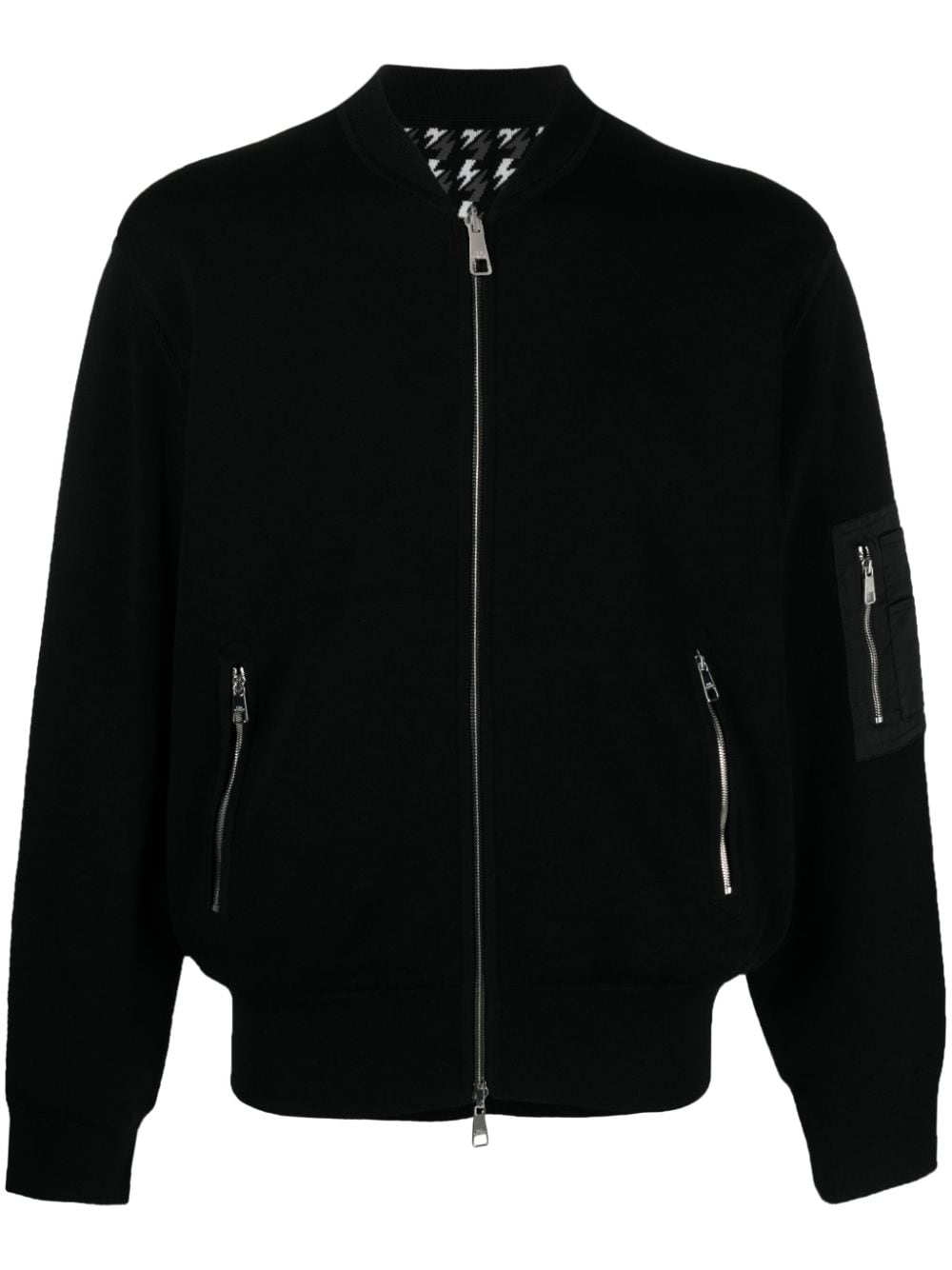 Neil Barrett zipped ribbed-knit cardigan - Black von Neil Barrett