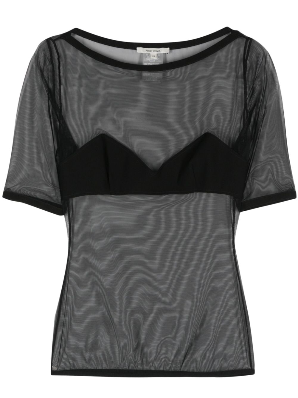 Nensi Dojaka bra-effect-panel mesh T-shirt - Black von Nensi Dojaka