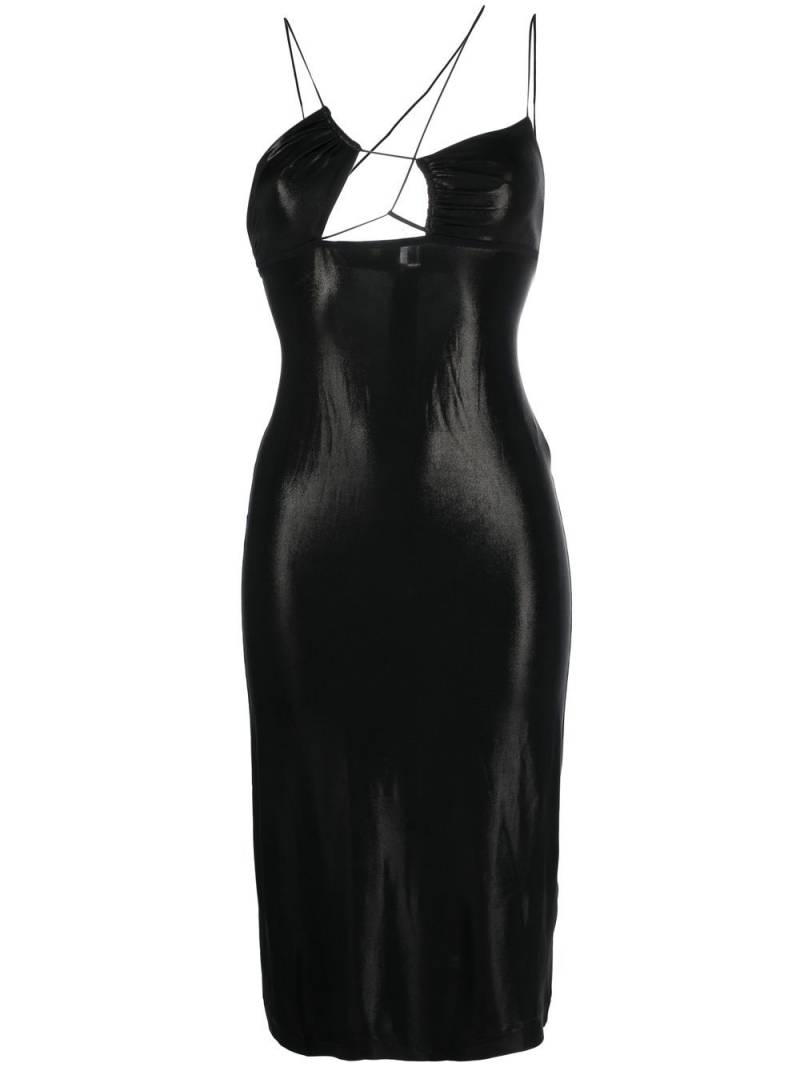 Nensi Dojaka glossy asymmetric-neck dress - Black von Nensi Dojaka