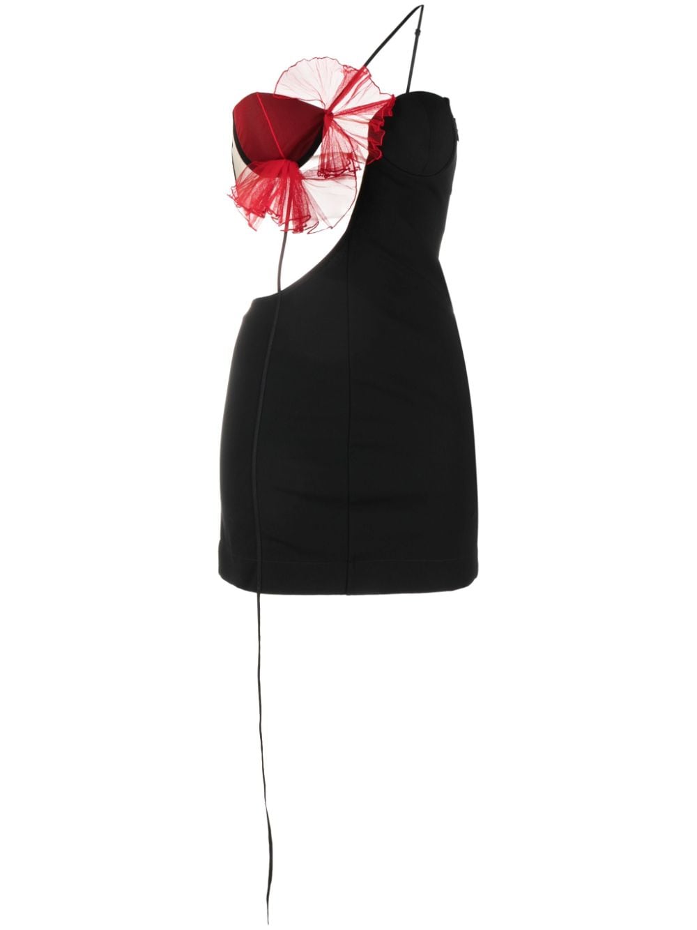 Nensi Dojaka ruffle-detailed cut-out minidress - Black von Nensi Dojaka