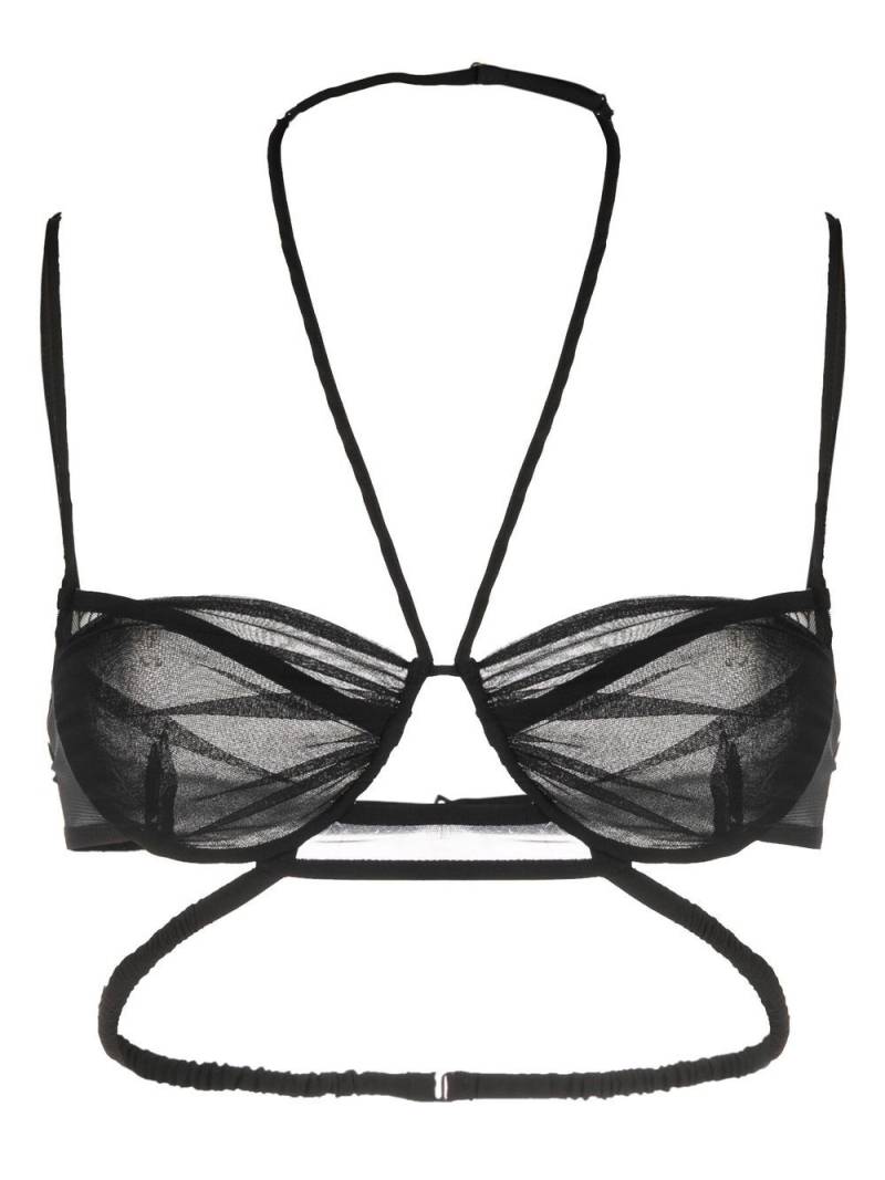 Nensi Dojaka sheer-panel halterneck bra - Black von Nensi Dojaka