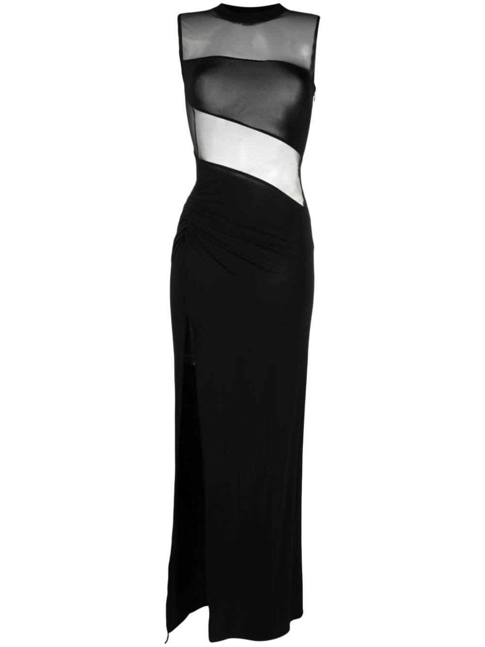 Nensi Dojaka sheer-panelling floor-length gown - Black von Nensi Dojaka