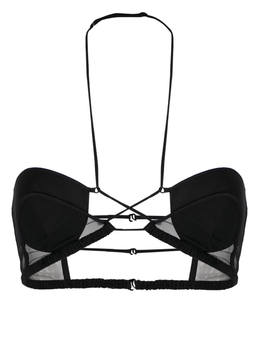 Nensi Dojaka tulle-panel halterneck bra - Black von Nensi Dojaka