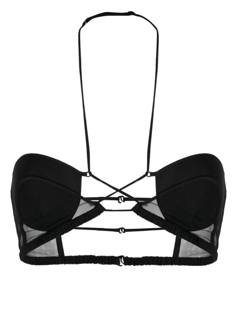 Nensi Dojaka tulle-panel halterneck bra - Black von Nensi Dojaka