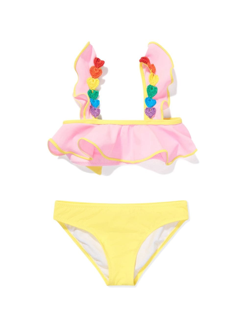 Nessi Byrd Kids Bunny crochet-heart ruffle bikini - Pink von Nessi Byrd Kids
