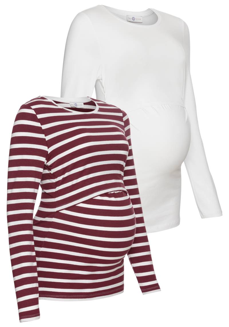Neun Monate Umstandsshirt », 2er Pack Shirts für Schwangerschaft und Stillzeit«, (Packung, 2 tlg.), Langarm, figurbetont, unifarben oder geringelt von Neun Monate