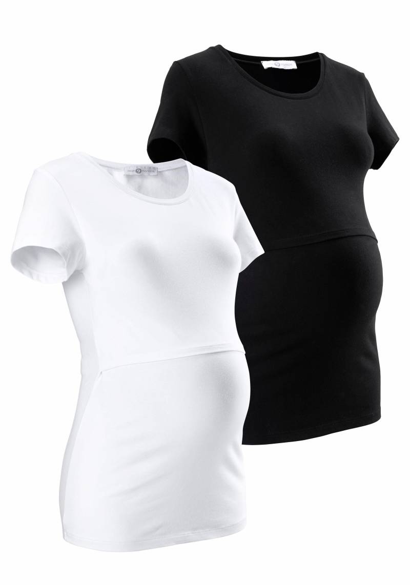 Neun Monate Umstandsshirt », 2er Pack T-Shirts für Schwangerschaft und Stillzeit«, (Packung, 2 tlg.), kurzärmelig, figurbetonte Passform, unifarben, Rundhalsausschnitt von Neun Monate