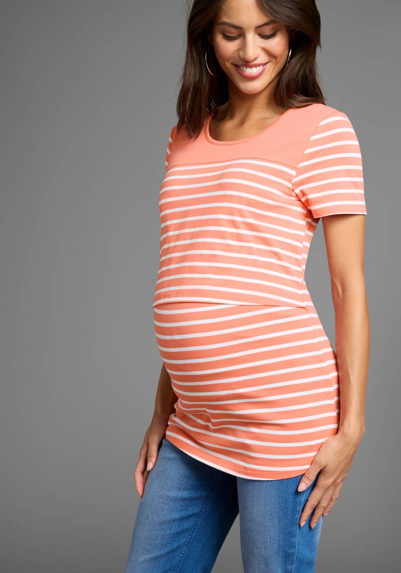 Neun Monate Umstandsshirt »Geringeltes Schwangerschaft und Still-Shirt«, für bequemes Stillen von Neun Monate