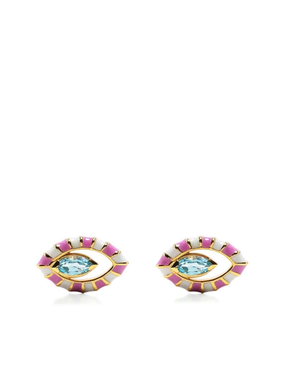 Nevernot 14kt gold Life in Colour stud earrings - Blue von Nevernot