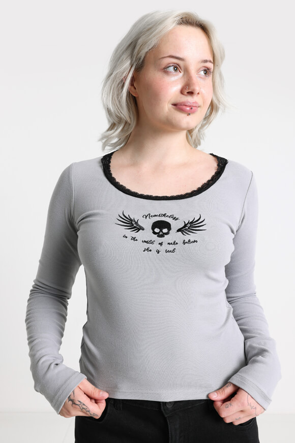 Nevertheless Langarmshirt | Grau | Damen  | M von Nevertheless