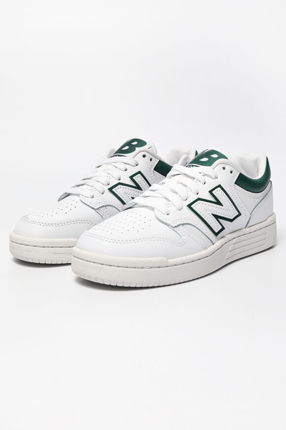 New Balance BB480 Sneaker | Weiss + Dunkelgrün | Damen  | EU36 von New Balance