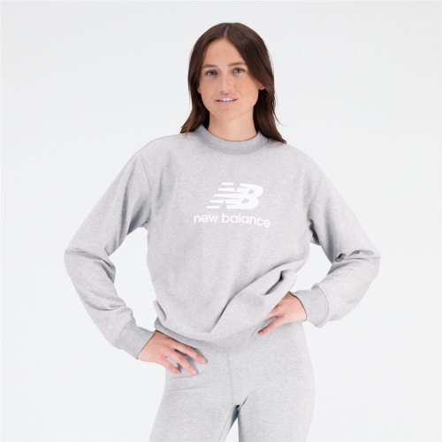 New Balance Damen Essentials Stacked Logo Crew - grau (Grösse: L) von New Balance