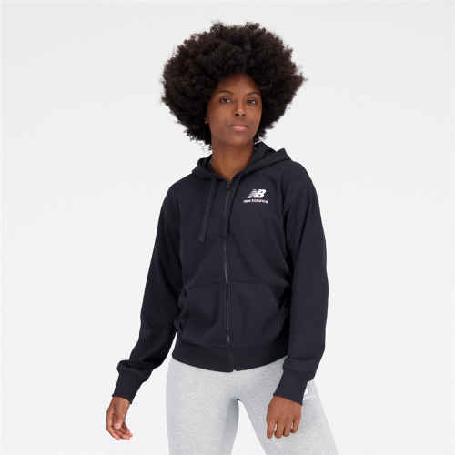 New Balance Damen Essentials Stacked Logo Full Zip Hoodie - schwarz (Grösse: S) von New Balance