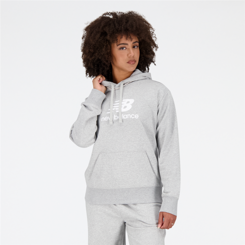 New Balance Damen Essentials Stacked Logo Hoodie - grau (Grösse: M) von New Balance