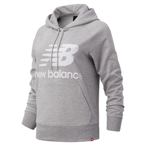 New Balance Damen Essentials Stacked Logo PO Hoodie - grau (Grösse: M) von New Balance