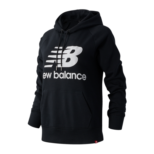 New Balance Damen Essentials Stacked Logo PO Hoodie - schwarz (Grösse: L) von New Balance