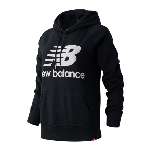 New Balance Damen Essentials Stacked Logo PO Hoodie - schwarz (Grösse: M) von New Balance