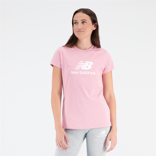 New Balance Damen Essentials Stacked Logo T-Shirt - pink (Grösse: S) von New Balance