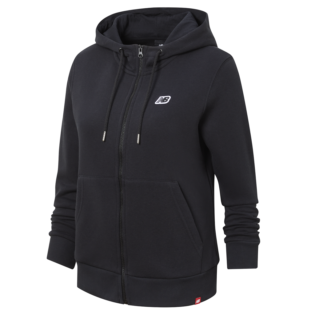 New Balance Damen Freizeitjacke W NB Small Logo Zip Hoodie, Schwarz, Relaxed Fit Fit, ideal für Freizeit & Reisen von New Balance