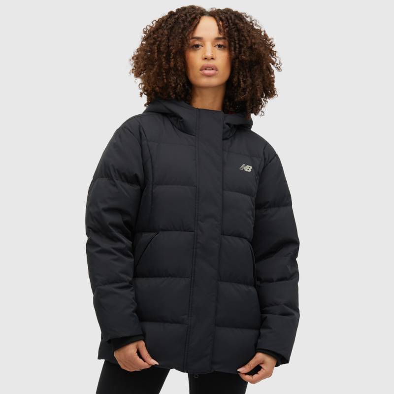 New Balance W NBX Soft Alpine Icon Down Jacket Oversized Fit Damen, schwarz, Grösse: XS von New Balance