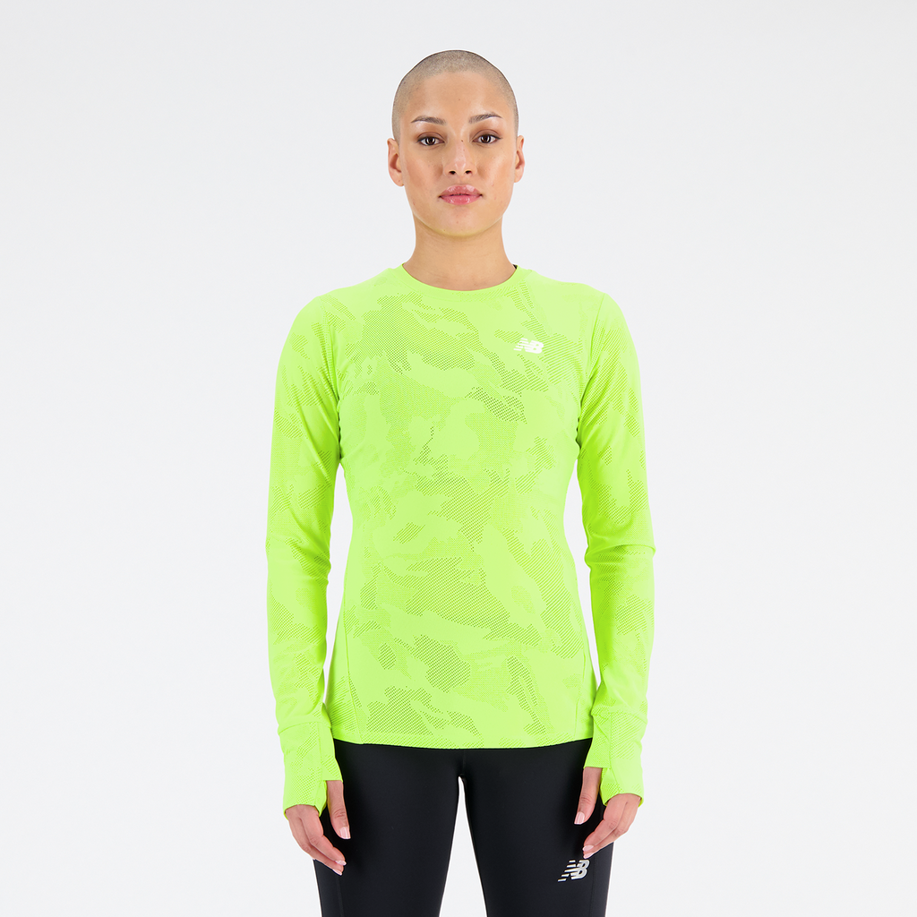 New Balance Damen Funktionsshirt W Q Speed Jacquard Long Sleeve, Gelb, Athletic Fit, ideal für Training, Fitness & Running von New Balance