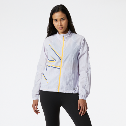 New Balance Damen Printed Impact Run Light Pack Jacket - violett (Grösse: L) von New Balance