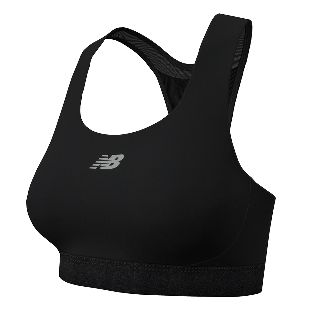 New Balance Damen Sport-BHs W NB Athletics Medium Support Sleek Sports Bra, Schwarz, Fitted, ideal für Training, Fitness & Running von New Balance