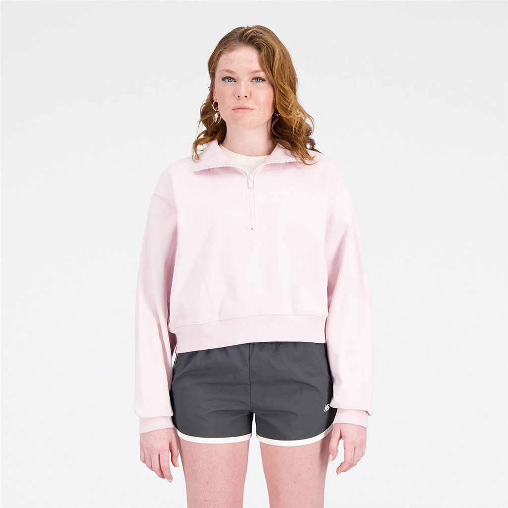 New Balance Damen Sweatshirt und Pullover W Athletics Remastered FT1/4 Zip, Pink, Relaxed Fit Fit, ideal für Freizeit & Reisen von New Balance