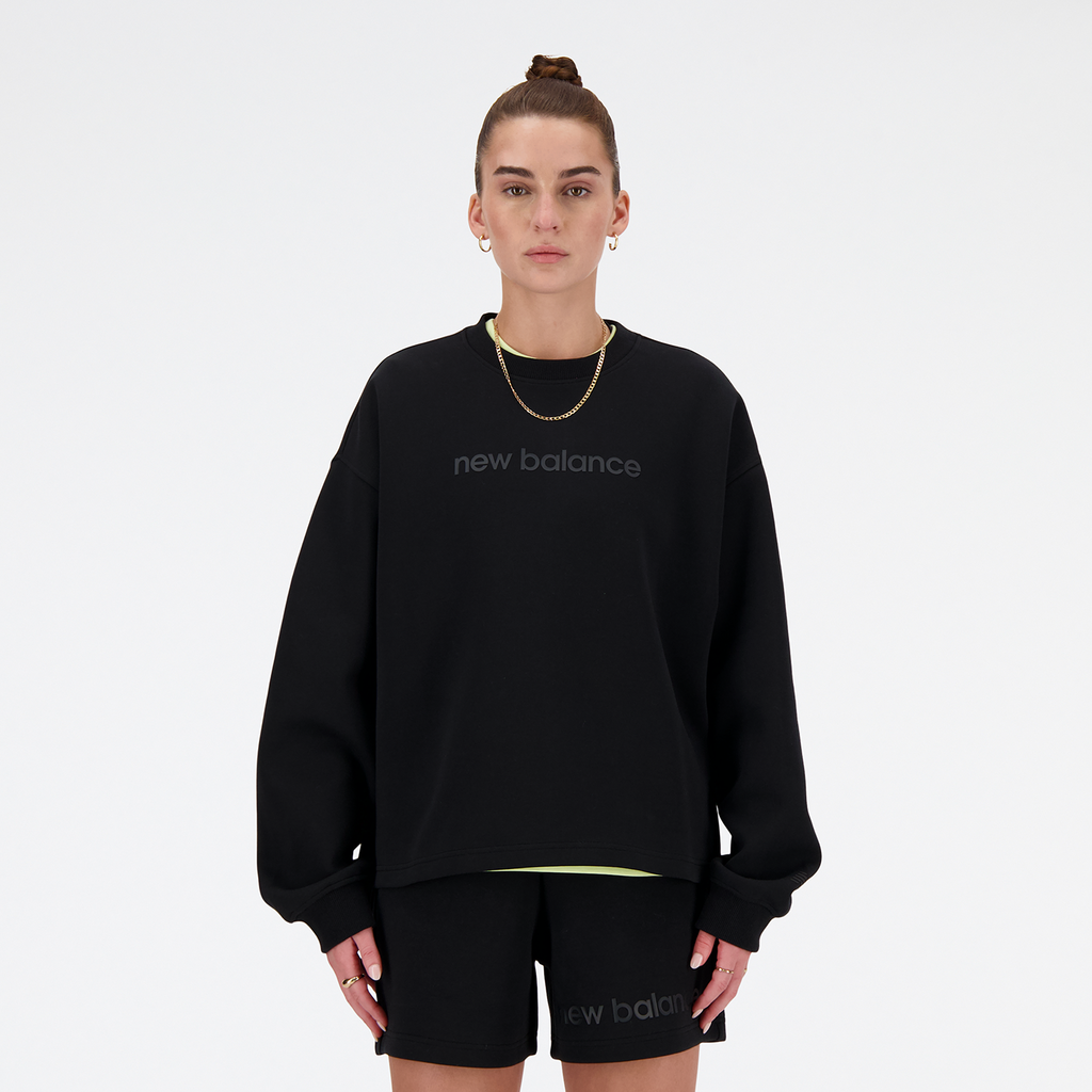 New Balance Damen Sweatshirt und Pullover W Hyper Density Triple Knit Crew, Schwarz, ideal für Freizeit & Reisen von New Balance