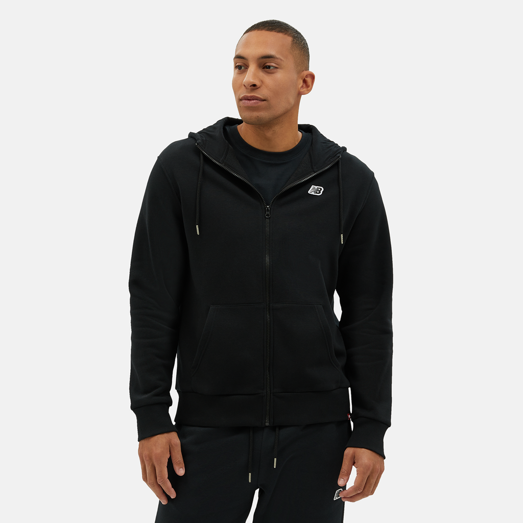 New Balance Herren Freizeitjacke NB Small Logo Zip Hoodie, Schwarz, Relaxed Fit Fit, ideal für Freizeit & Reisen von New Balance