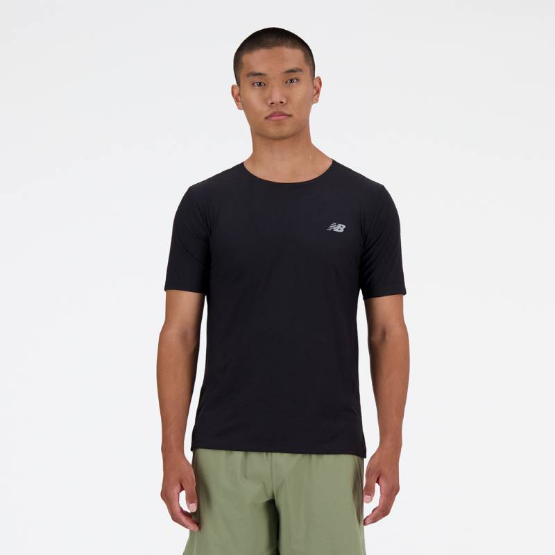 New Balance Jacquard T-Shirt Slim Fit Herren, schwarz, Grösse: S von New Balance