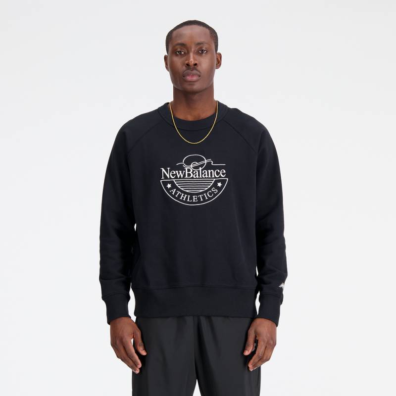 New Balance Herren Sweatshirt und Pullover Athletics Graphic Crew, Schwarz, Oversized Fit, ideal für Freizeit & Reisen von New Balance