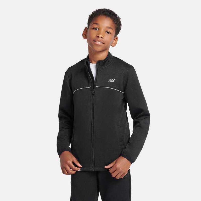 New Balance B NB Tricot Full Zip Funnel Top  Jungen, schwarz, Grösse: 7-8 Years von New Balance