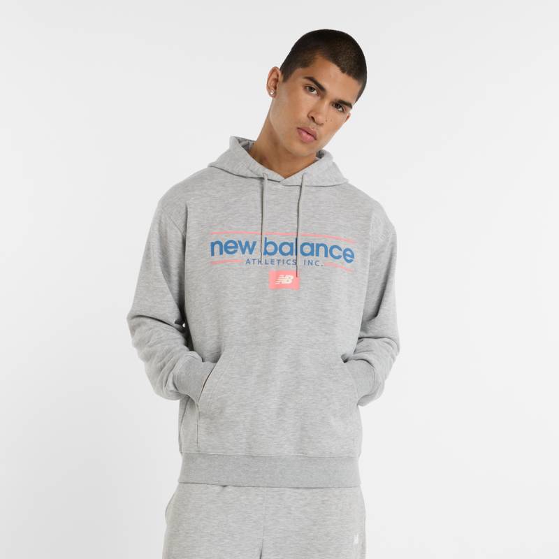 New Balance Relaxed Linear Athletics Hoodie Relaxed Fit Herren, grau, Grösse: XS von New Balance