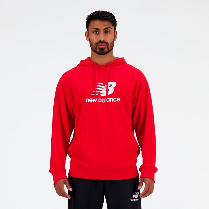 New Balance Sport Essentials Stacked Logo French Terry Hoodie Pullover rot von New Balance