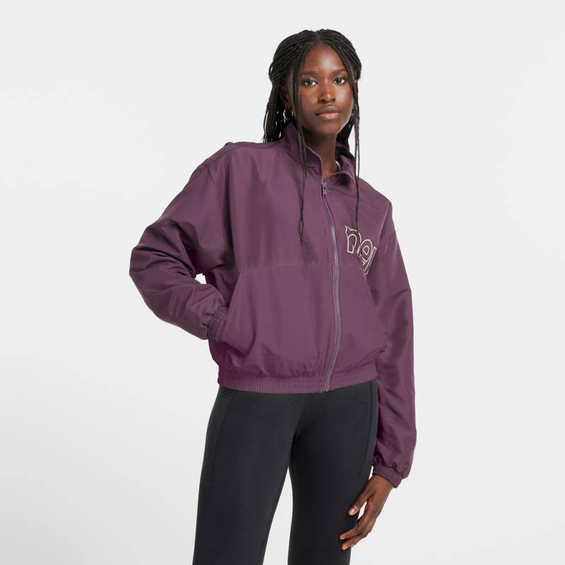 New Balance W Color Blocked Woven Jacket Oversized Fit Damen, violett, Grösse: XS von New Balance