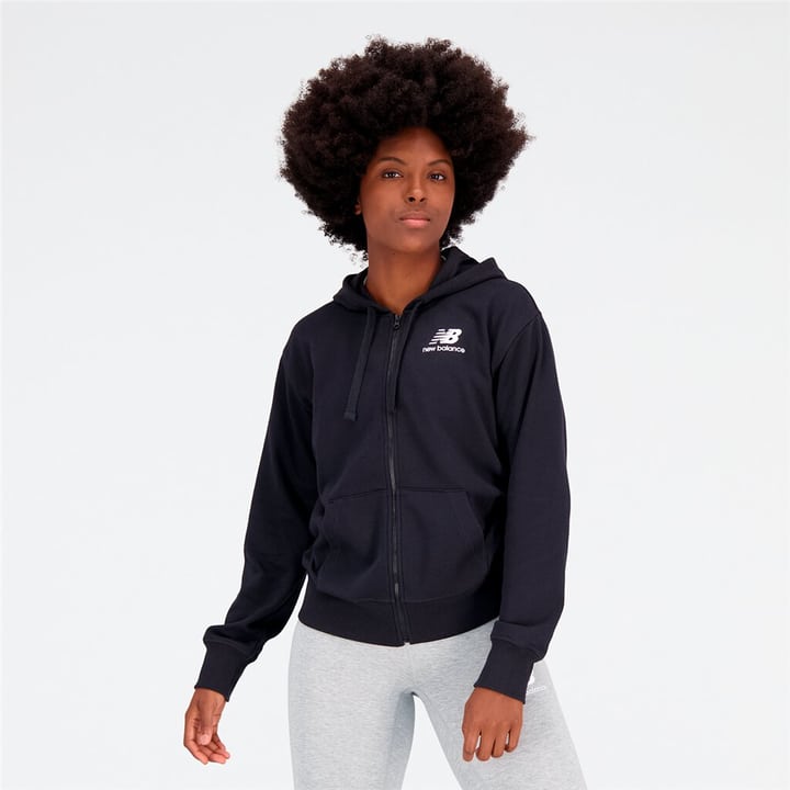 New Balance W Essentials Stacked Logo Full Zip Hoodie Jacke schwarz von New Balance