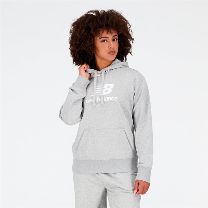 New Balance W Essentials Stacked Logo Hoodie Hoodie hellgrau von New Balance