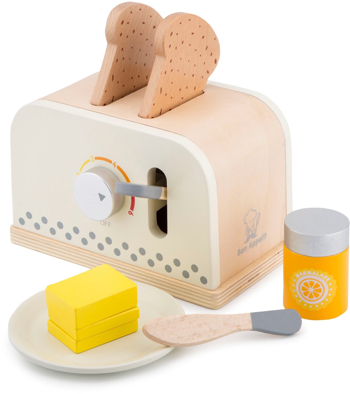 New Classic Toys® Kinder-Toaster »Holzspielzeug, Bon Appetit - Toaster mit Zubehör, Creme« von New Classic Toys®