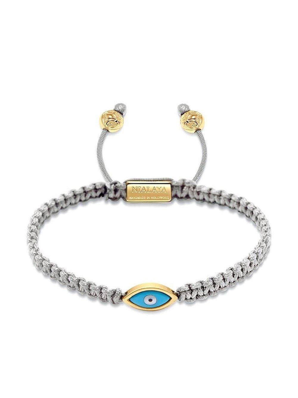 Nialaya Jewelry Evil Eye woven bracelet - Grey von Nialaya Jewelry
